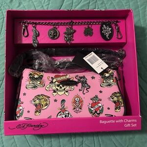 Ed Hardy Pink Tattoo-Inspired Baguette with Charms MSRP $79.99